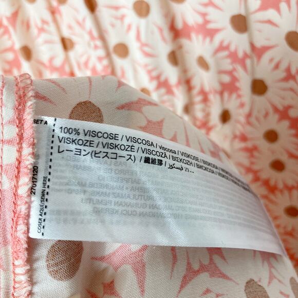 MNG Midi Dress Cut Out Daisy Floral Print Long Sleeve Pink White Womens Size XXL - Picture 14 of 16